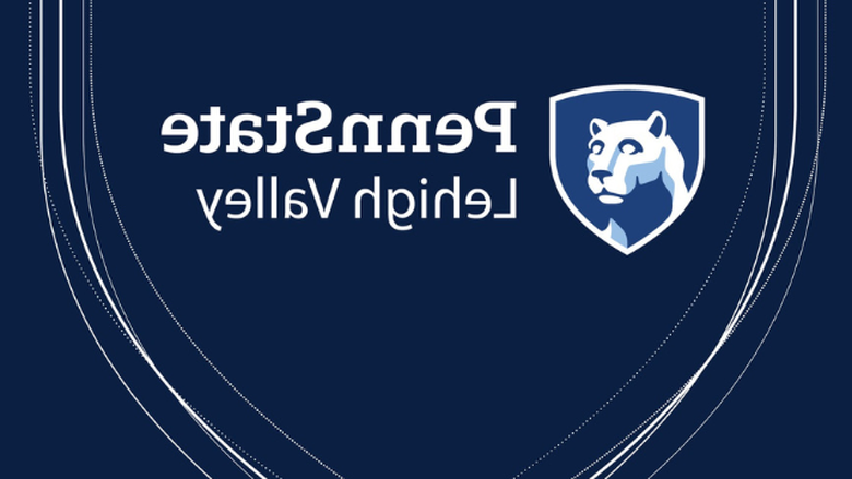 Penn State Lehigh Valley Logo on Dark Blue Background